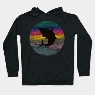 Shark shadow on Deep rainbow Water Hoodie